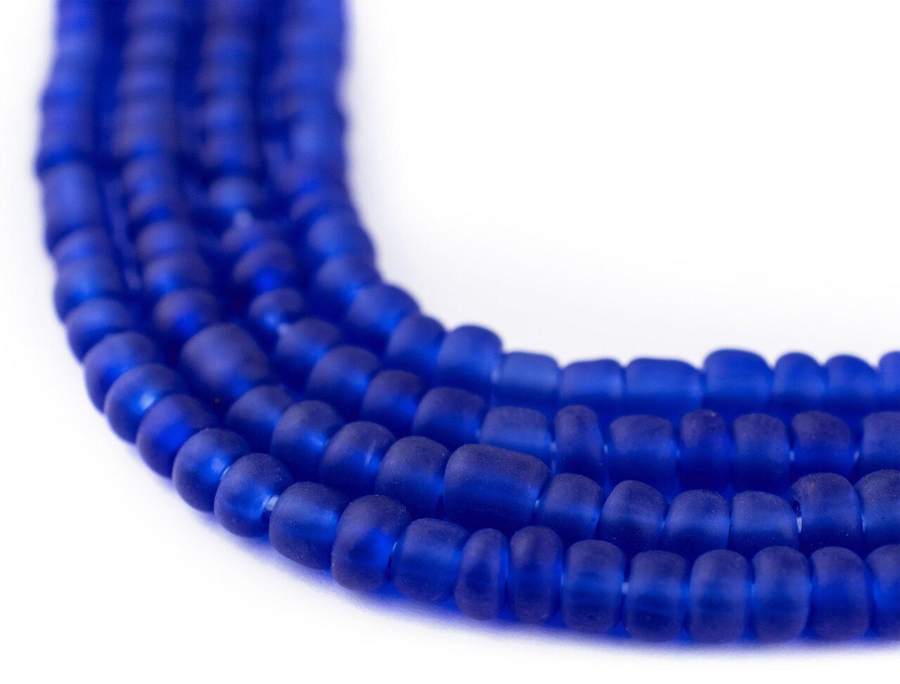 The Bead Chest Translucent Cobalt Blue Matte Glass Seed Beads (4mm) - 24 inch Strand of Quality Glass Beads
